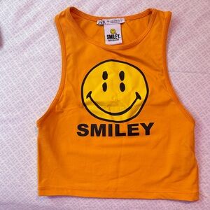 Zara Orange Smiley Tank Top